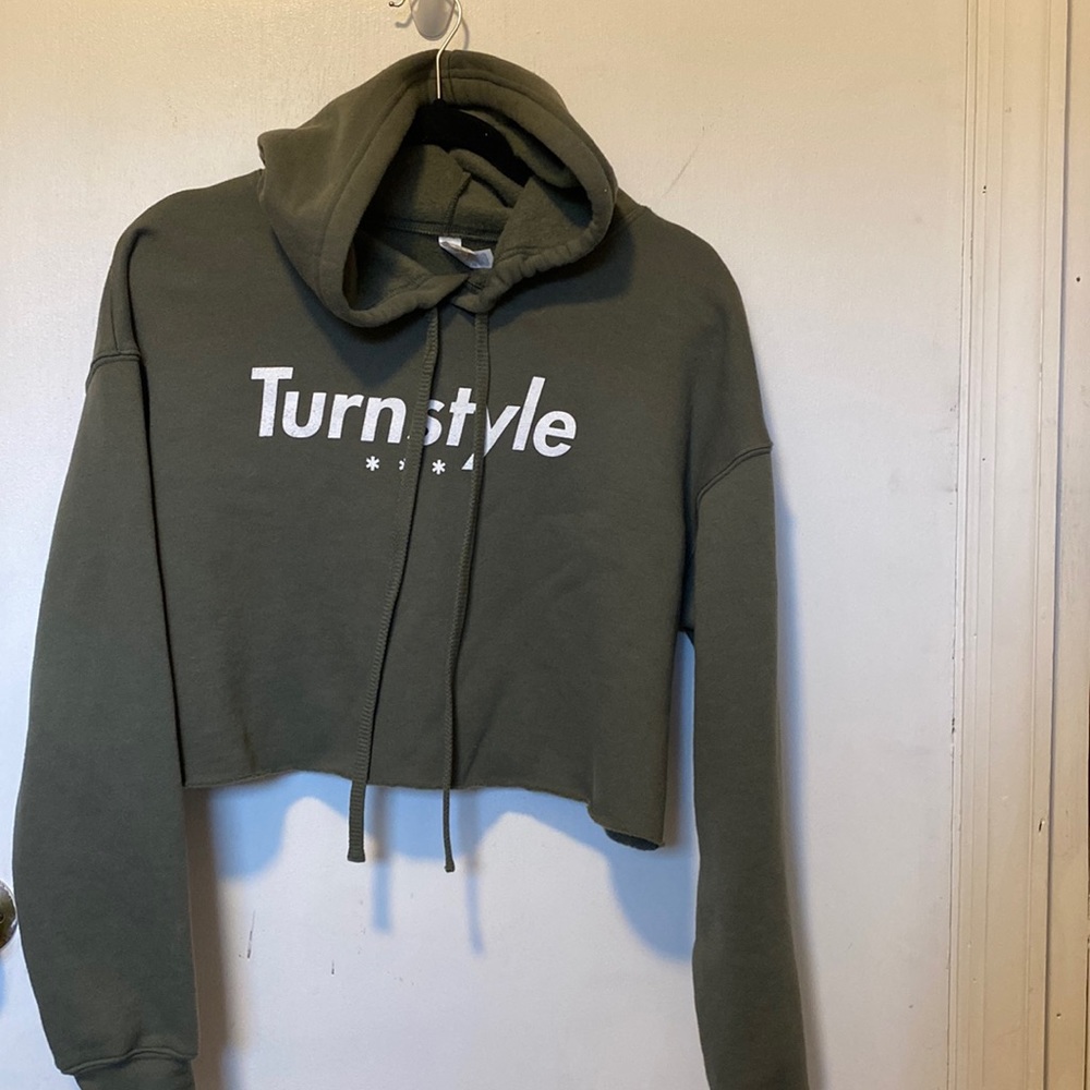 Bella & Canvas cropped fleece hooded sweatshirt, small, army green Light weight